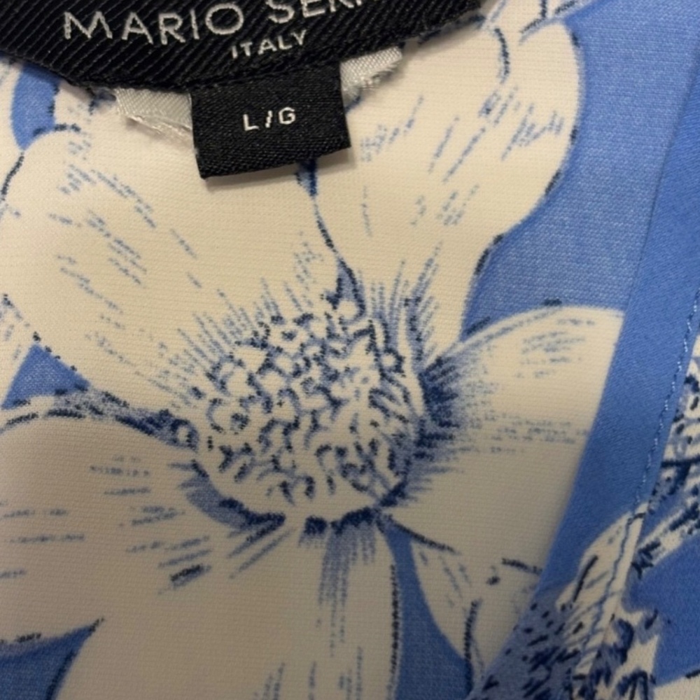 Women’s Sleeveless Top Blue/White Sz Large Scoop Neckline - Picture 5 of 10